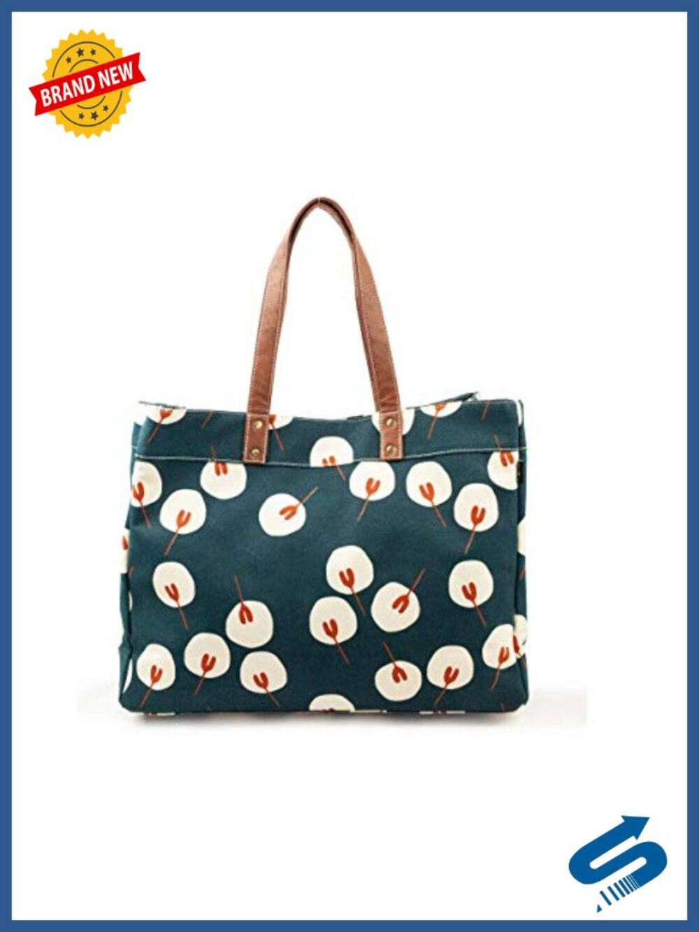 Recycled Canvas Carryall Tote Bag Vegan Leather Handles Large Utility